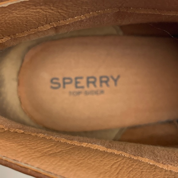 Sperry Wedge Heel leather Booties Boots Size 8.5 Light Brown Leather laces - Picture 10 of 14